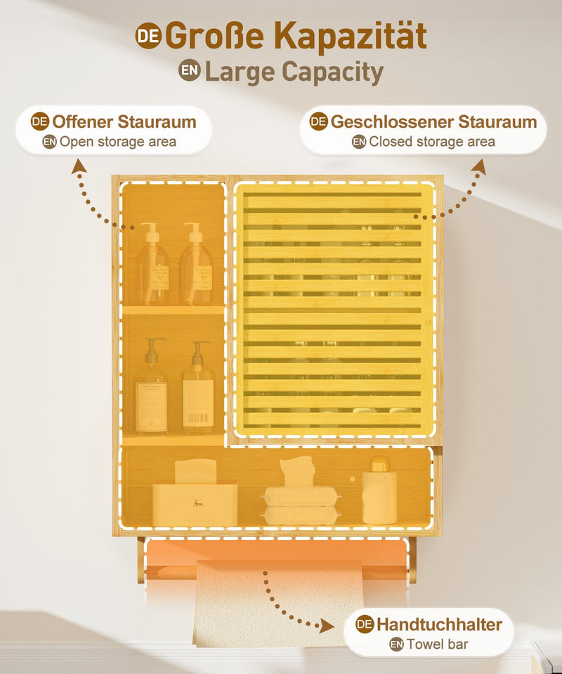 Yorbay Badezimmerschrank mit Tür und Regalen, 70 x 56 x 20 cm - YB070 - Z094 - 4 - Yorbay.de