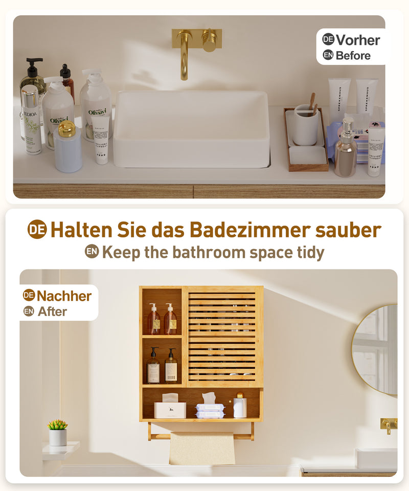 Yorbay Badezimmerschrank mit Tür und Regalen, 70 x 56 x 20 cm - YB070 - Z094 - 5 - Yorbay.de