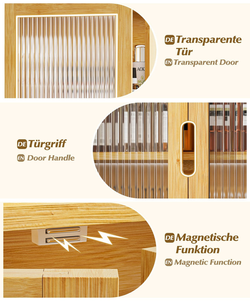 Yorbay Badezimmerschrank mit Doppeltür und Fächern, 59 x 22 x 66 cm - YB - YB071 - Z097 - 4 - Yorbay.de