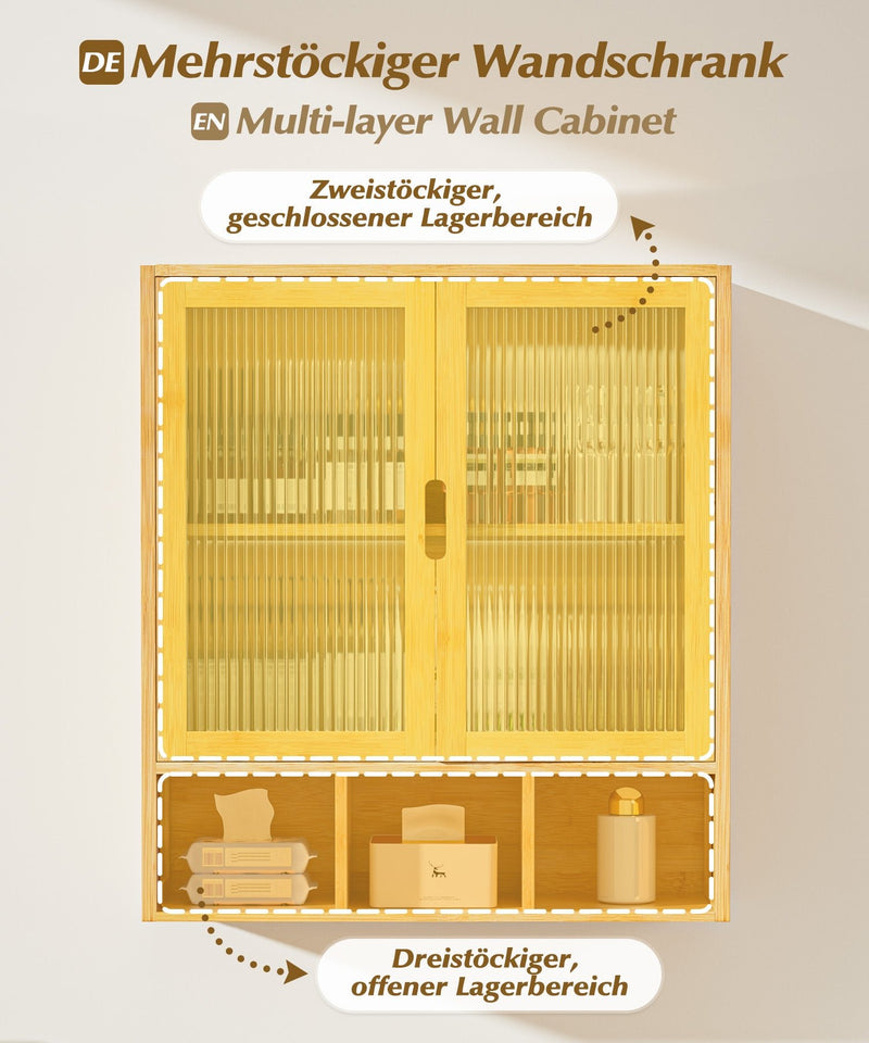 Yorbay Badezimmerschrank mit Doppeltür und Fächern, 59 x 22 x 66 cm - YB - YB071 - Z097 - 5 - Yorbay.de
