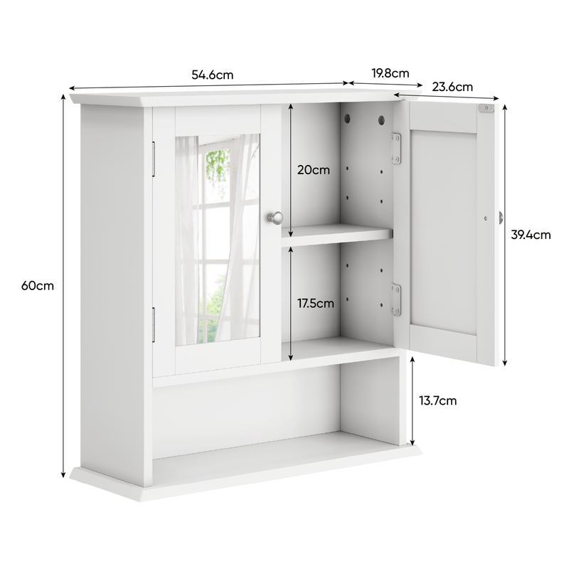 Wandmontierter Badezimmerschrank mit Spiegel - YB - W3180P271290 - 3 - Yorbay.de