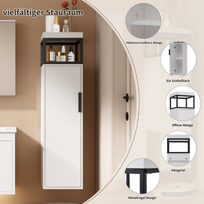 Hochschrank für Badezimmer mit Ablagefächern und verstellbaren Einlegeböden - YB - WF316768AAK - 4 - Yorbay.de