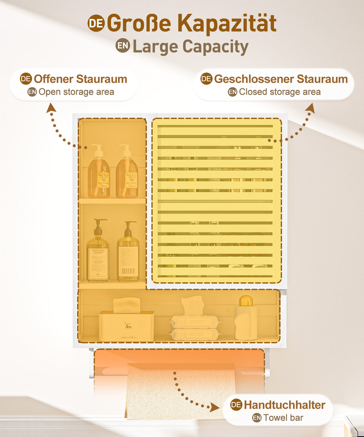 Yorbay Badezimmerschrank mit Tür und Regalen, 70 x 56 x 20 cm - YB070 - Z095 - 13 - Yorbay.de