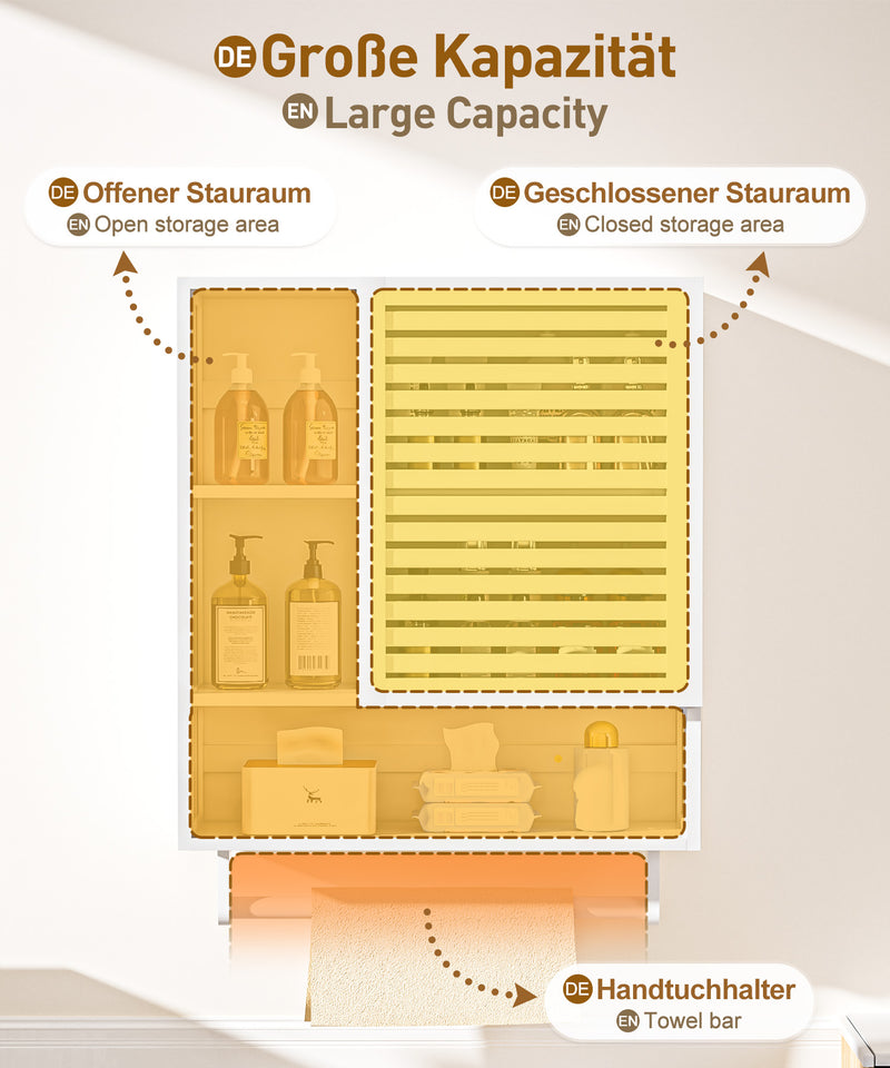 Yorbay Badezimmerschrank mit Tür und Regalen, 70 x 56 x 20 cm - YB070 - Z095 - 13 - Yorbay.de