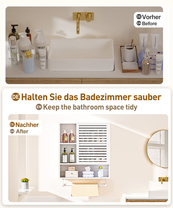 Yorbay Badezimmerschrank mit Tür und Regalen, 70 x 56 x 20 cm - YB070 - Z095 - 14 - Yorbay.de