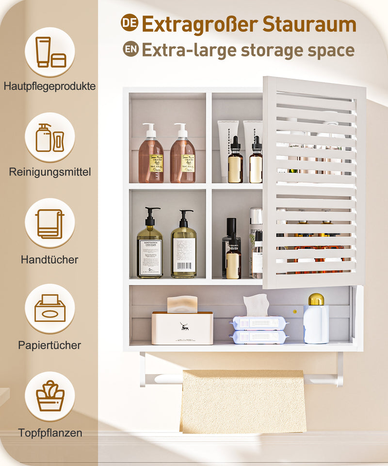 Yorbay Badezimmerschrank mit Tür und Regalen, 70 x 56 x 20 cm - YB070 - Z095 - 16 - Yorbay.de