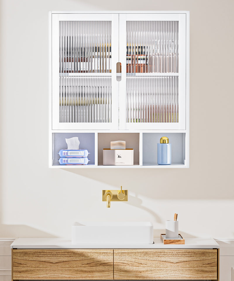 Yorbay Badezimmerschrank mit Doppeltür und Fächern, 59 x 22 x 66 cm - YB - YB071 - Z098 - 20 - Yorbay.de