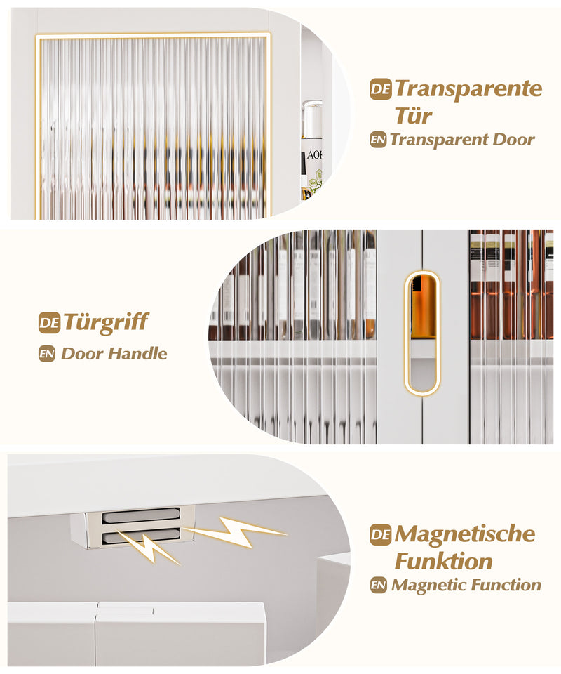 Yorbay Badezimmerschrank mit Doppeltür und Fächern, 59 x 22 x 66 cm - YB - YB071 - Z098 - 14 - Yorbay.de