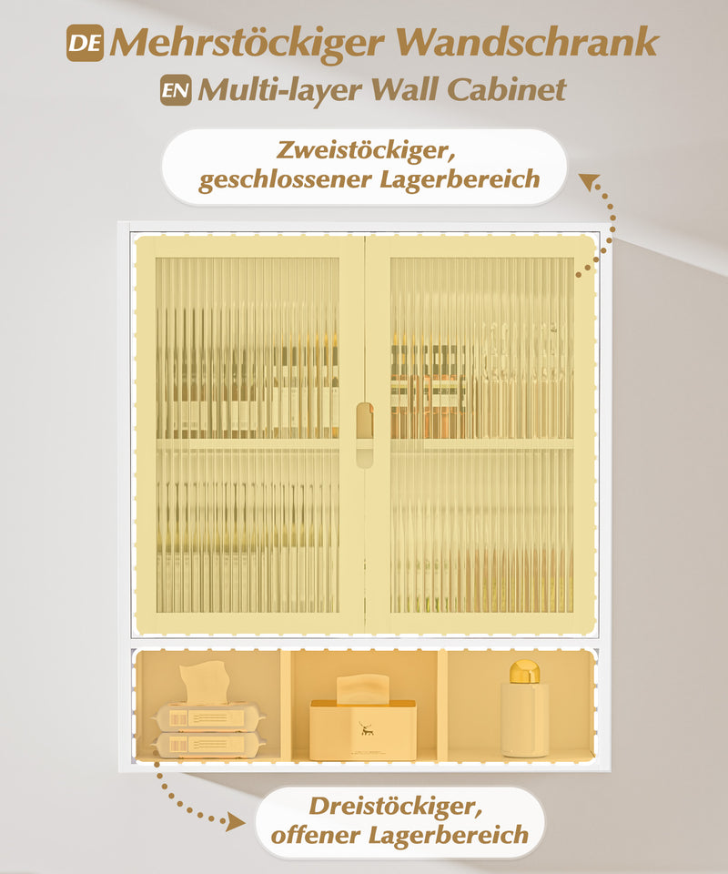 Yorbay Badezimmerschrank mit Doppeltür und Fächern, 59 x 22 x 66 cm - YB - YB071 - Z098 - 15 - Yorbay.de