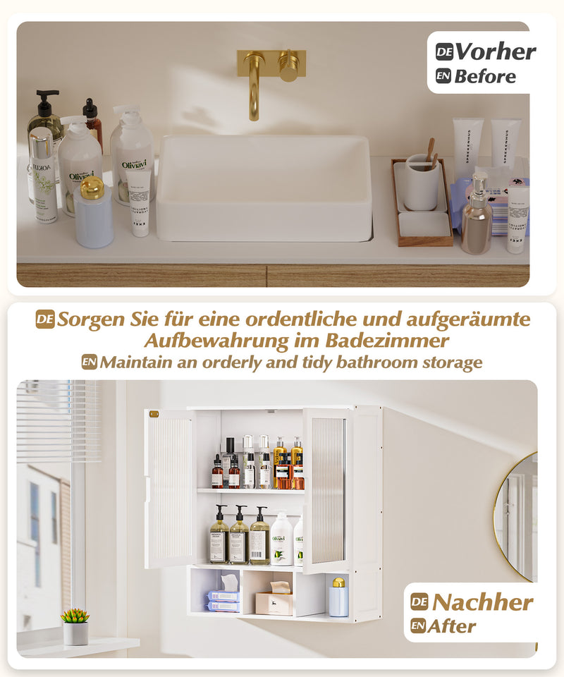 Yorbay Badezimmerschrank mit Doppeltür und Fächern, 59 x 22 x 66 cm - YB - YB071 - Z098 - 16 - Yorbay.de