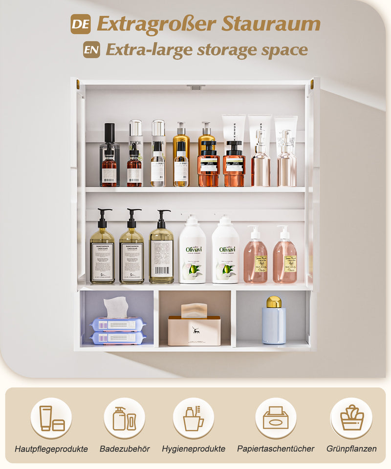 Yorbay Badezimmerschrank mit Doppeltür und Fächern, 59 x 22 x 66 cm - YB - YB071 - Z098 - 17 - Yorbay.de