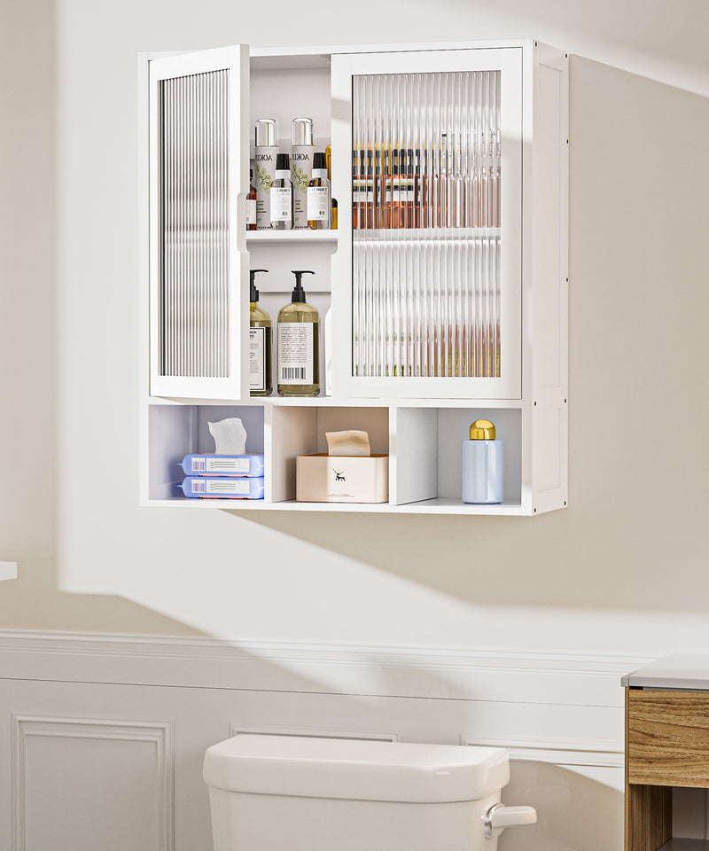 Yorbay Badezimmerschrank mit Doppeltür und Fächern, 59 x 22 x 66 cm - YB - YB071 - Z098 - 19 - Yorbay.de