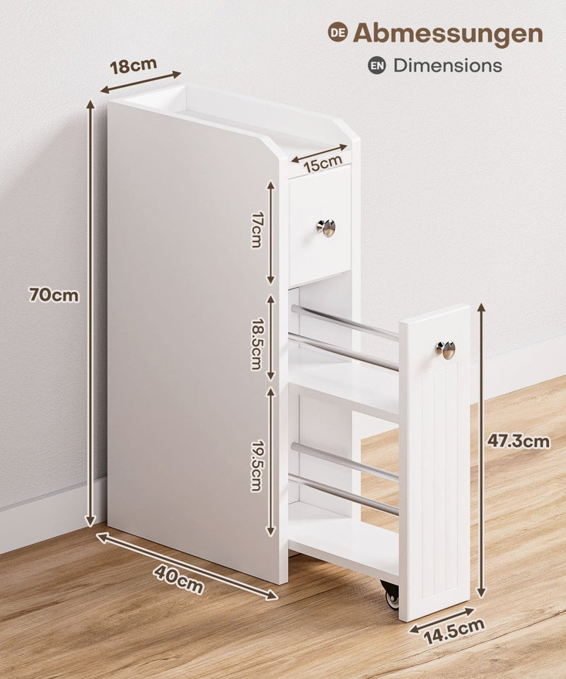 Yorbay schmaler Badezimmerschrank mit Schubladen, 18×40×70 cm - YB114-D061 - 3 - Yorbay.de
