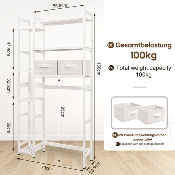 Yorbay Toilettenregal aus Bambus mit 2 Aufbewahrungsboxen und höhenverstellbaren Ablagen - F201 - 9 - Yorbay.de