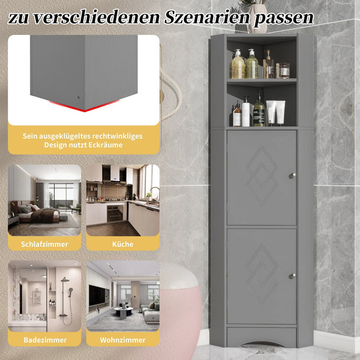 Eck - Badschrank mit zwei Ablagefächern und verstellbarem Einlegeboden - YB - WF314510AAE - 7 - Yorbay.de