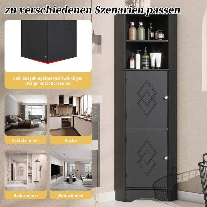 Eck - Badschrank mit zwei Ablagefächern und verstellbarem Einlegeboden - YB - WF314510AAB - 15 - Yorbay.de