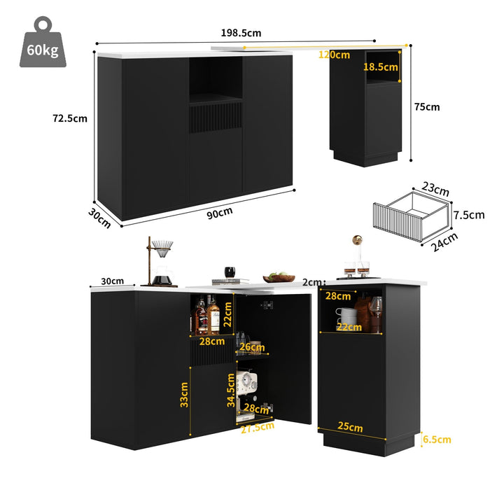 Um 360° drehbarer Bartisch mit Marmor - Arbeitsplatte - YB - N620P20633132S - 13 - Yorbay.de