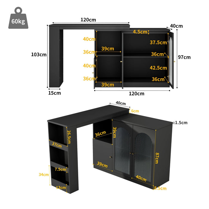 Um 360° drehbarer Bartisch, multifunktionaler Ess - und Barschrank - YB - N620P20771214S - 12 - Yorbay.de
