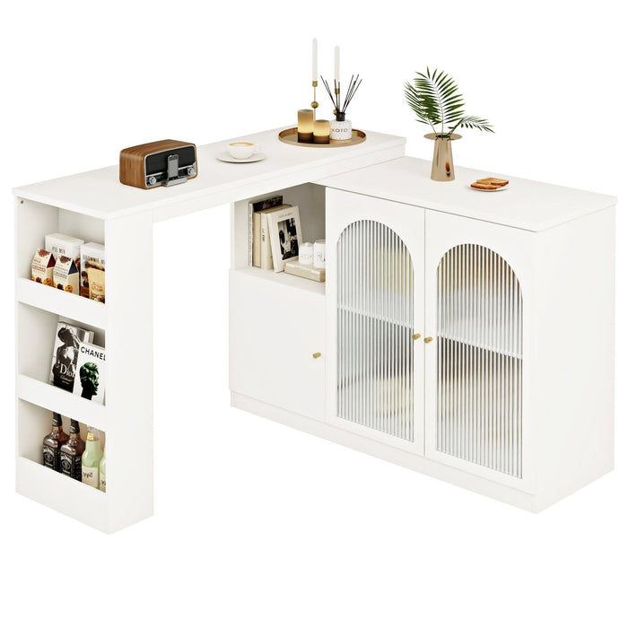 Um 360° drehbarer Bartisch, multifunktionaler Ess - und Barschrank - YB - N620P20771214W - 1 - Yorbay.de