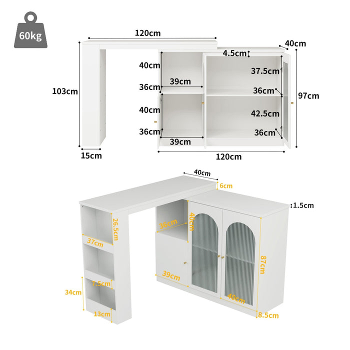 Um 360° drehbarer Bartisch, multifunktionaler Ess - und Barschrank - YB - N620P20771214W - 3 - Yorbay.de