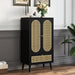 Sideboard in Schwarz mit Rattan - Design, mit 2 Türen und 1 Schublade - YB - WF316082BAA - 8 - Yorbay.de