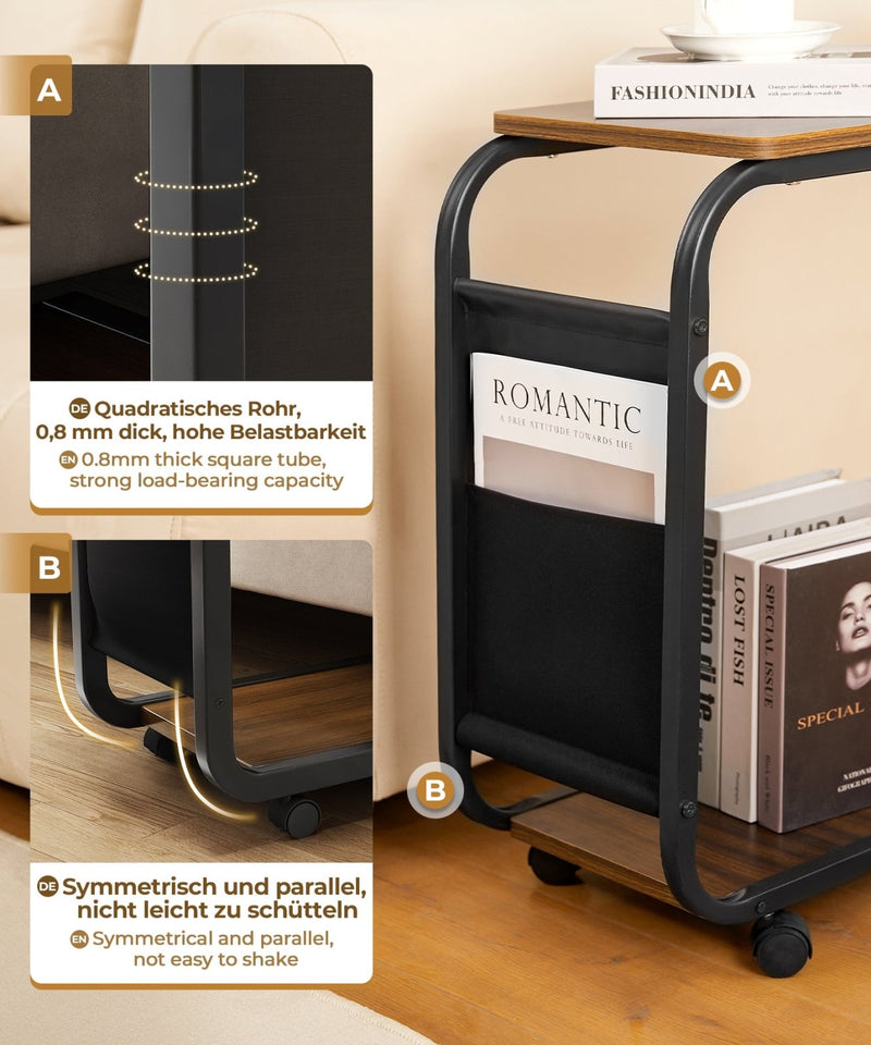 Yorbay C - förmiger Beistelltisch auf Rollen, 30×45×65 cm - YB058-T052A - 6 - Yorbay.de