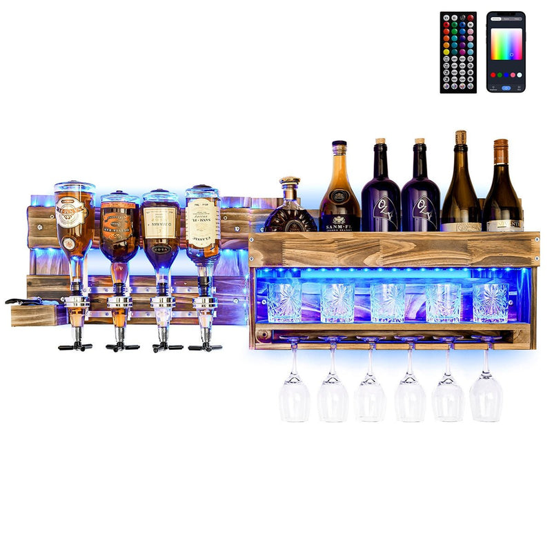 LED-beleuchtetes Weinregal aus Holz mit 4 Getränkespender, steuerbar über Smartphone —