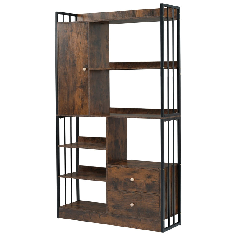 Bücherregal mit Türen und Schubladen, Stahlregal - YB - LY314702AAB - 1 - Yorbay.de