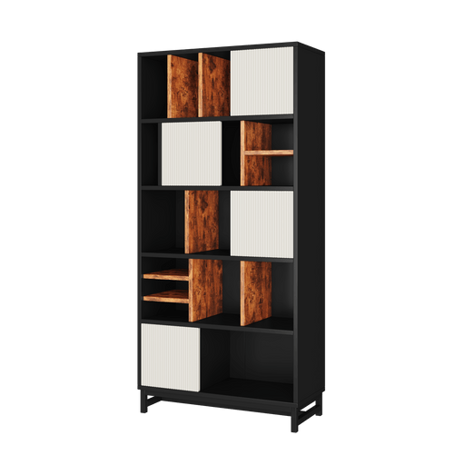 Bücherregal mit 5 Fachböden & Schranktür, 165 x 80 x 35 cm - YB - LY237020AAA - 1 - Yorbay.de