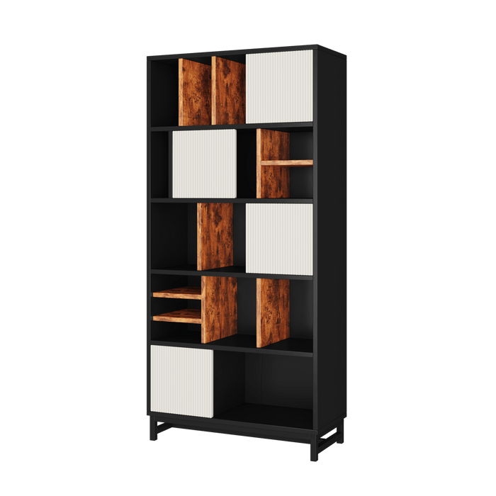 Bücherregal mit 5 Fachböden & Schranktür, 165 x 80 x 35 cm - YB - LY237020AAA - 1 - Yorbay.de