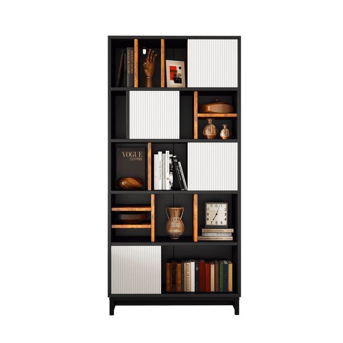 Bücherregal mit 5 Fachböden & Schranktür, 165 x 80 x 35 cm - YB - LY237020AAA - 2 - Yorbay.de
