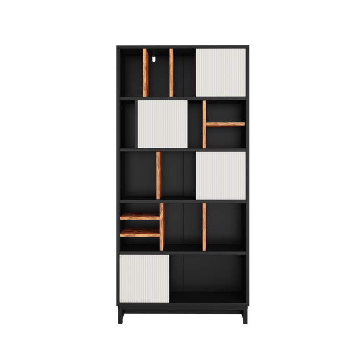 Bücherregal mit 5 Fachböden & Schranktür, 165 x 80 x 35 cm - YB - LY237020AAA - 4 - Yorbay.de