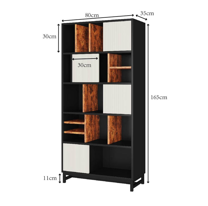 Bücherregal mit 5 Fachböden & Schranktür, 165 x 80 x 35 cm - YB - LY237020AAA - 5 - Yorbay.de