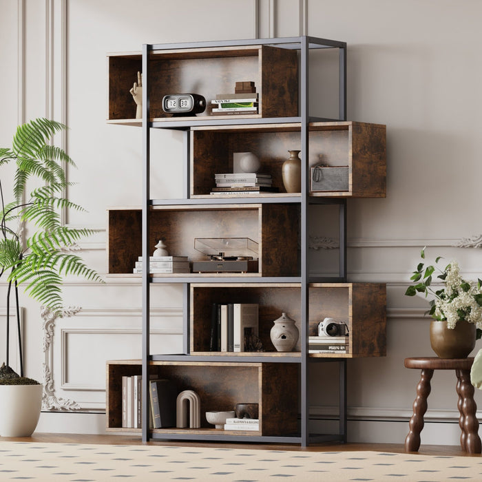 Industrielles Bücherregal mit 5 Etagen, 176 x 121 x 35 cm - YB - LY237022AAA - 4 - Yorbay.de