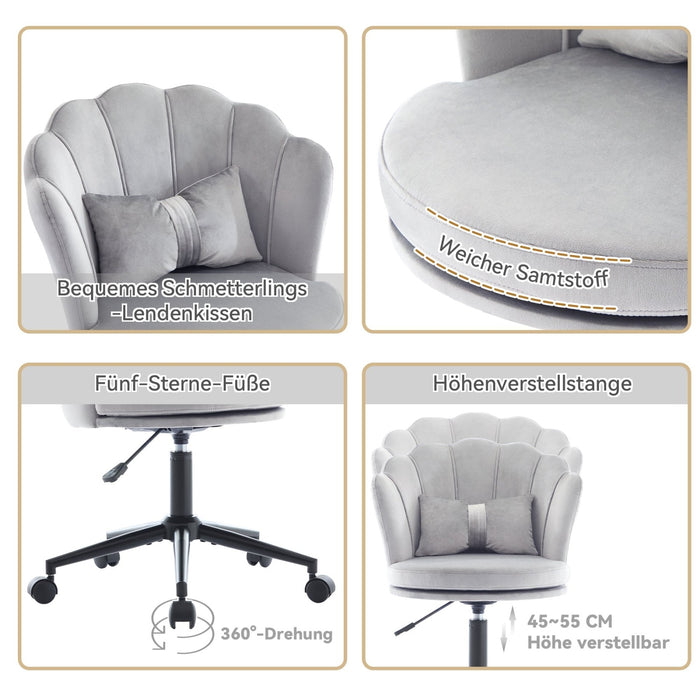 Höhenverstellbarer Ankleidestuhl / Bürostuhl mit Rückenlehne und Kissen - YB - N653P264946G - 4 - Yorbay.de