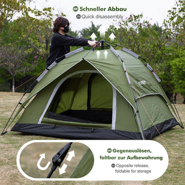 wasserdichtes zelt 4 personen Wasserdichtes Pop-Up-Zelt für 3-4 Personen mit Tragetasche — Yorbay.de