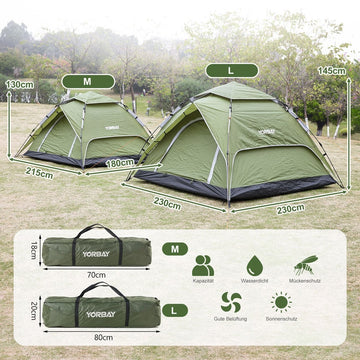 backture zelt Wasserdichtes Pop-Up-Zelt für 3-4 Personen mit Tragetasche — Yorbay.de