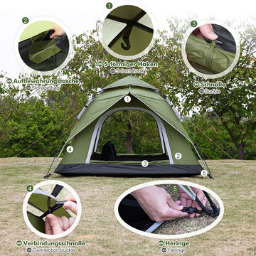 Wasserdichtes Pop-Up-Zelt für 3-4 Personen mit Tragetasche — Yorbay.de