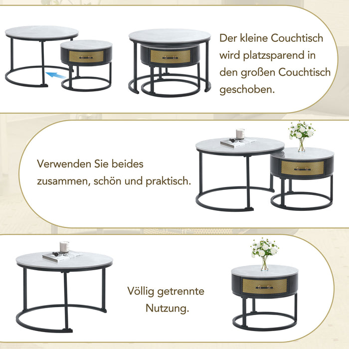 Couchtisch 2er Set in grau mit Schubladen 308406407AAG 04