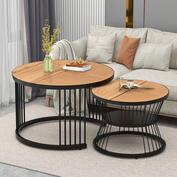 Wohnzimmer Tisch Rund YITAHOME Couchtisch 2er-Set R Produktbild-Vorschau 2