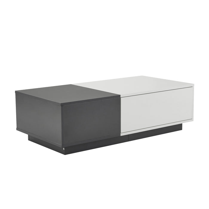 2-piece coffee table set in high-gloss marble look with drawers