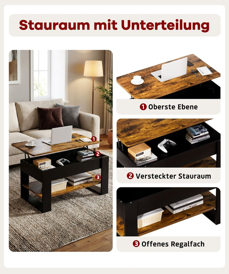 Yorbay Couchtisch mit Lift - Top, Stauraum & Ablage - YW005-D072 - 5 - Yorbay.de