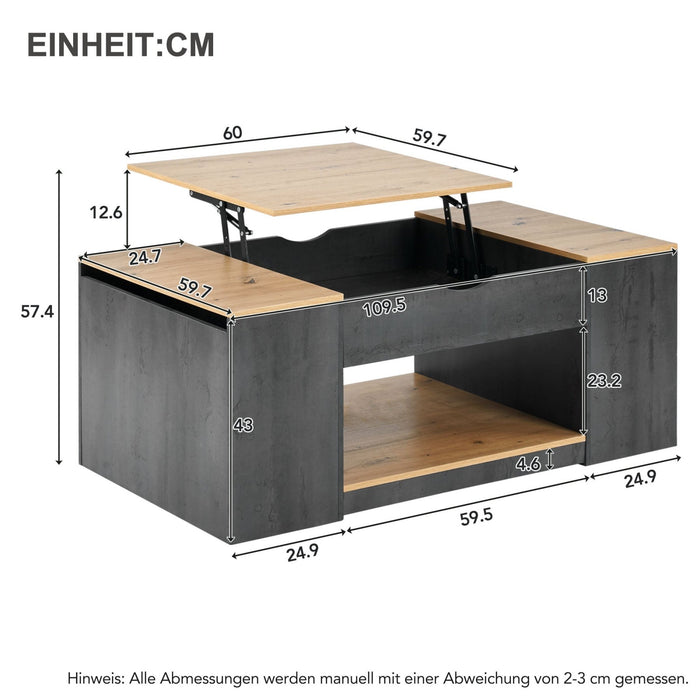 Couchtisch mit Liftfunktion und Stauraum, 109 cm - YB - WF311892AAZ - 3 - Yorbay.de