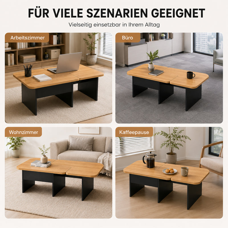 Yorbay LED Couchtisch 2er-Set modular mit 2 Schubladen