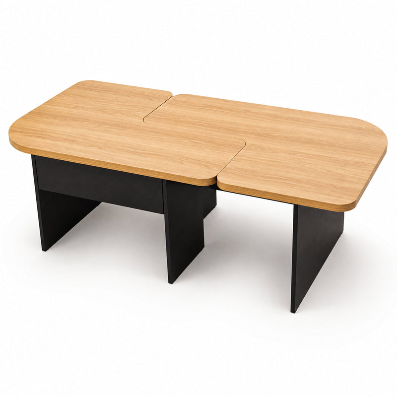 Yorbay LED Couchtisch 2er-Set modular mit 2 Schubladen
