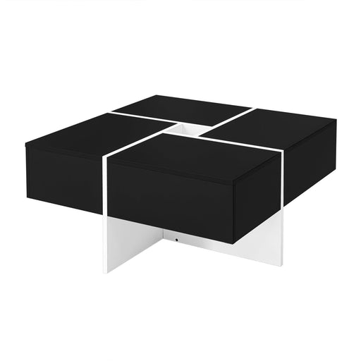 Quadratischer Couchtisch (70x70x35 cm) - Schwarzes und weißes Design - YB - N625P170658B - 1 - Yorbay.de