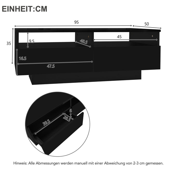 LED Hochglanz Couchtisch mit 2 Schubladen und 16 Farben LED Lichter - YB - N625P170660B - 3 - Yorbay.de