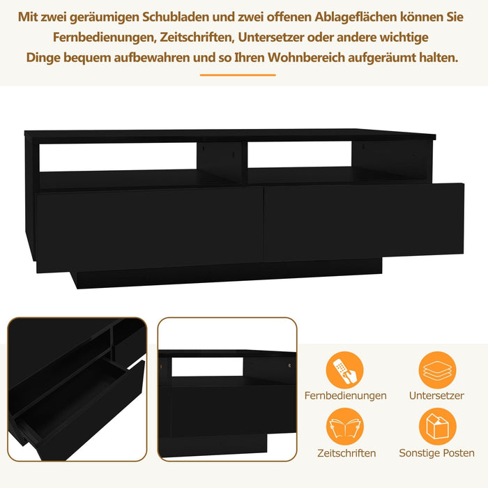 LED Hochglanz Couchtisch mit 2 Schubladen und 16 Farben LED Lichter - YB - N625P170660B - 6 - Yorbay.de