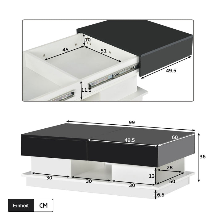 Hochglanz - Couchtisch mit Aufbewahrung, Schwarz - YB - 316883884ZAA - 3 - Yorbay.de