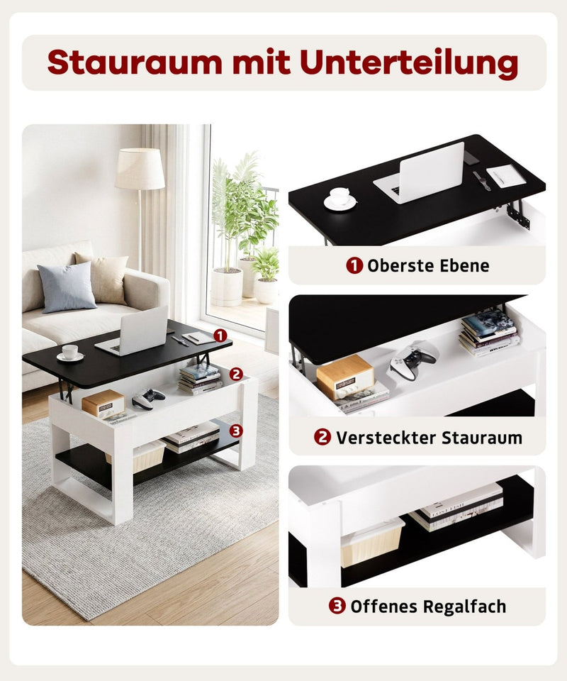 Yorbay Couchtisch mit Lift - Top, Stauraum & Ablage - YW005-D072 - 14 - Yorbay.de